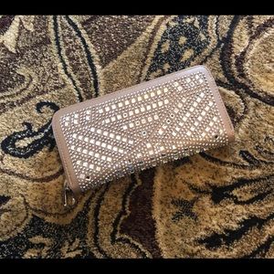 NEW Bling Sparkle Rhinestone Wallet Taupe